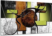 Schilderij Op Canvas Abstract - Bruin, Groen, Zwart - 120x70cm 1Luik - Foto Op Canvas - GroepArt 6000+ Schilderijen 0p Canvas Art Collectie - Wanddecoratie - Woonkamer - Slaapkamer - Canvas Print