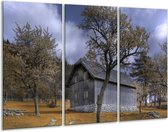 GroepArt - Schilderij -  Natuur - Grijs, Blauw, Wit - 120x80cm 3Luik - 6000+ Schilderijen 0p Canvas Art Collectie