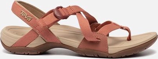 Sandales Teva roses avec brides croisées et une bride d'orteil.