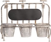 Clayre & Eef Plantenstandaard Binnen 42*15*33 cm Grijs Ijzer Rechthoek Kraantjes Plant Pot Planthouder