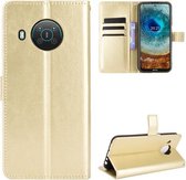 Voor Nokia X10/X20 Crazy Horse Textuur Horizontale Flip Leather Case met Houder & Kaartsleuven & Lanyard (Goud)