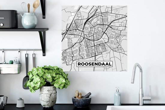 Poster Plan de la ville - Roosendaal - Grijs - Wit - 50x50 cm