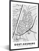 Fotolijst incl. Poster - Stadskaart - Oost-Souburg - Grijs - Wit - 60x90 cm - Posterlijst - Plattegrond