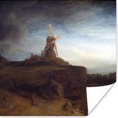 Affiche Le moulin à vent - Peinture de Rembrandt van Rijn - 75x75 cm