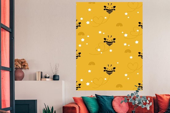 Patron enfant avec abeilles sur fond jaune 120x180 cm XXL / Groot format!
