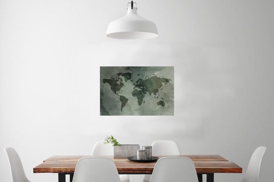 Carte du monde sombre recouverte de peinture du monde gris 90x60 cm