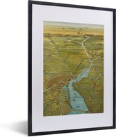 Fotolijst incl. Poster - Stadskaart - Amsterdam - Geschiedenis - 30x40 cm - Posterlijst - Plattegrond