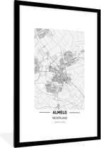 Fotolijst incl. Poster - Stadskaart Almelo - 60x90 cm - Posterlijst - Plattegrond