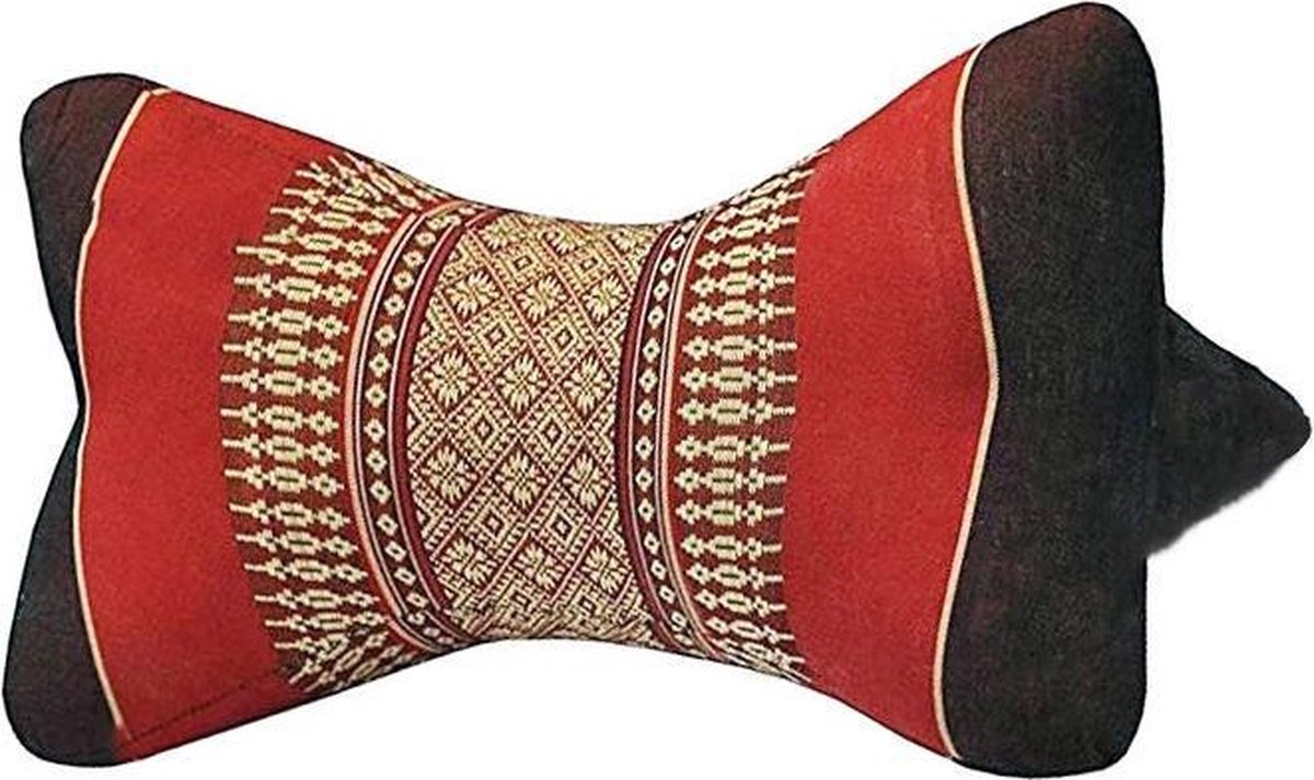 Fine Asianliving Thais Nekkussen Meditatiekussen Steun Hoofd Rug Rood 18x32cm Meditatie Mat Matras