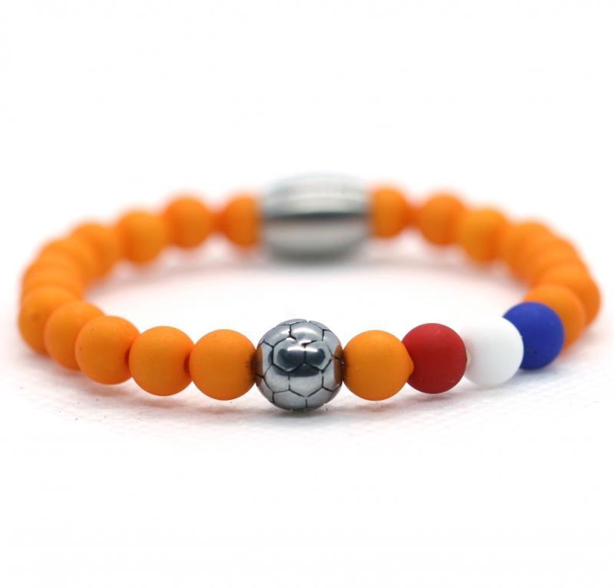 IbizaMen KIDS - Jongens - armband - voetbal - RVS - Nederland - Oranje - 6mm - 15cm