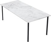 Marmeren Eettafel - Carrara Wit (4-poot) - 220 x 100 cm  - Gepolijst