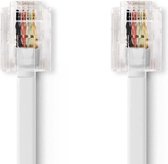 Nedis Telecomkabel | RJ11 Male | RJ11 Male | 5.00 m | Design kabel: Plat | Connectorplating: Vernikkeld | Kabeltype: RJ11 | Wit