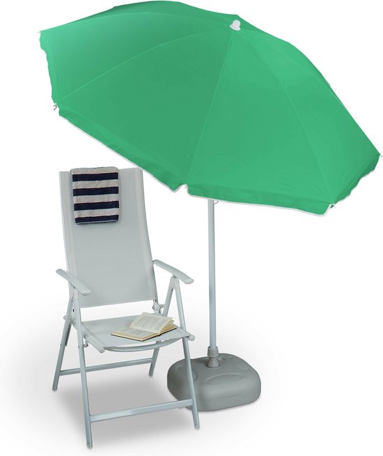 Relaxdays parasol met knikarm 180 cm - kantelbare strandparasol - ronde  tuinparasol... | bol.com