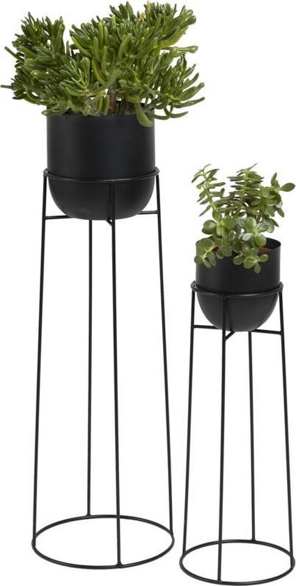 Lifa Living Plantenhouder - Set van 2 - Ronde plantenbak met metalen frame  - 77 en 56... | bol.com