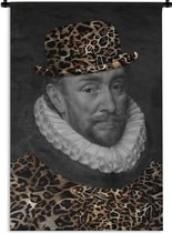 Wandkleed - Wanddoek - Willem van Oranje - Adriaen Thomasz - Panterprint - 120x180 cm - Wandtapijt