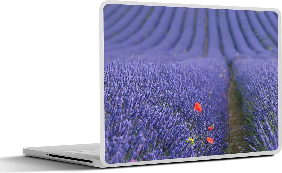 Laptop sticker - 10.1 inch - Lavendel - Klaproos - Bloemenweide - 25x18cm - Laptopstickers - Laptop skin - Cover
