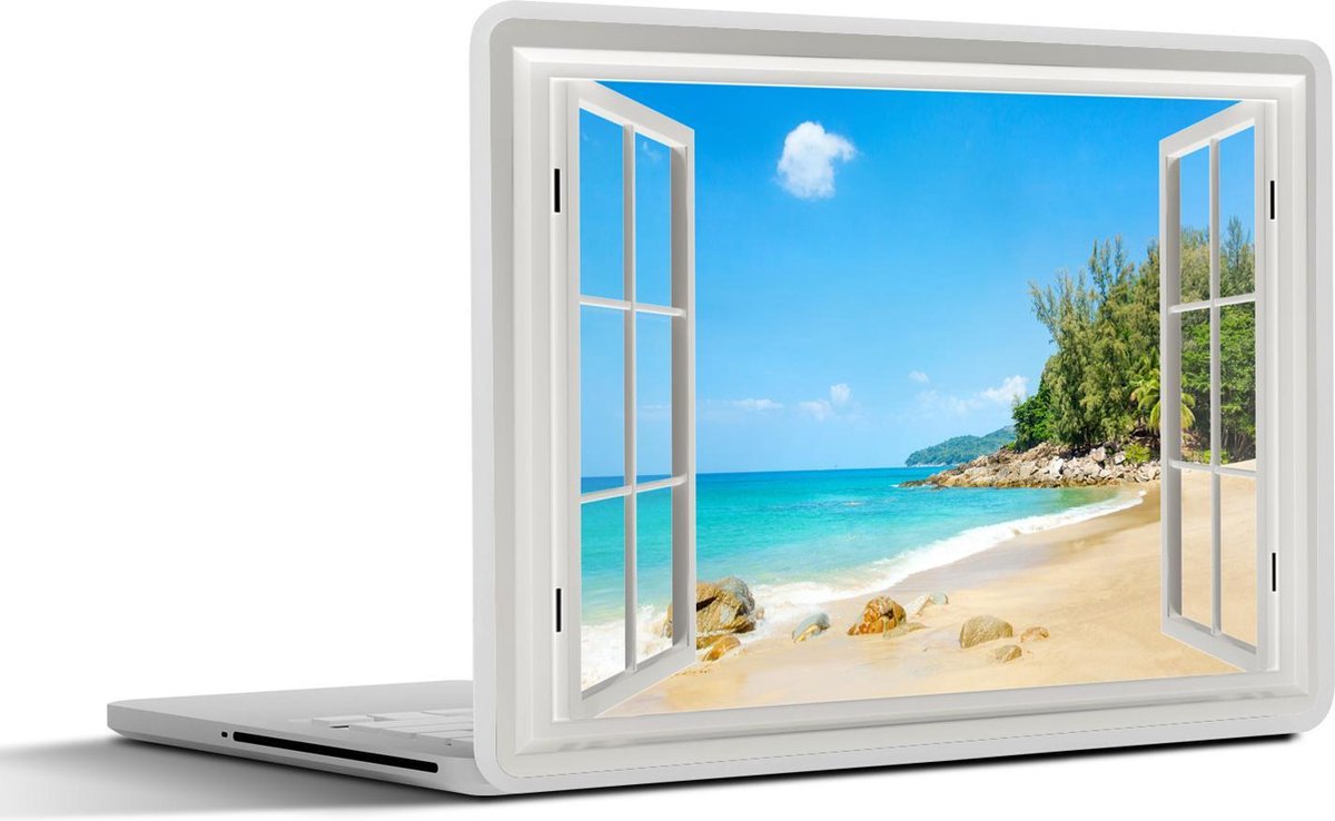 Afbeelding van product SleevesAndCases  Laptop sticker - 14 inch - Doorkijk - Water - Strand
