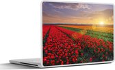 Laptop sticker - 11.6 inch - Veld - Tulpen - Zon - 30x21cm - Laptopstickers - Laptop skin - Cover