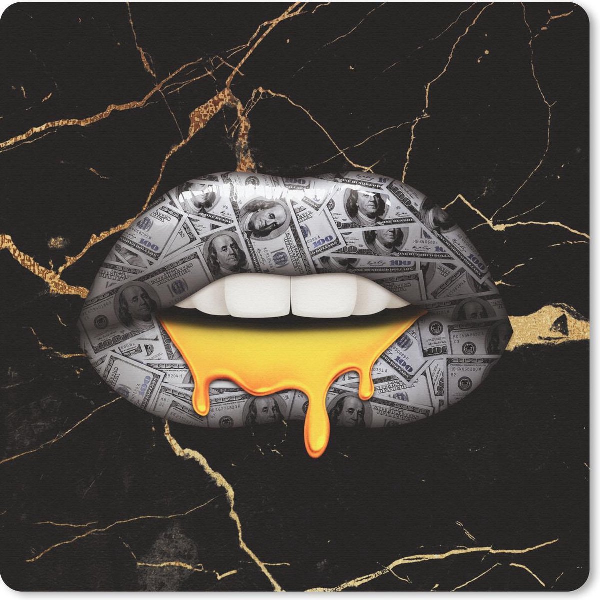Muismat 30x30 cm - Mousepad Lippen - Geld - Abstract - Muismatten