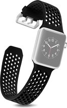 By Qubix Bandje met gaatjes - Zwart - Geschikt voor Apple Watch 42mm - 44mm - 45mm - Ultra - 49mm - Compatible Apple watch bandje - smartwatch bandje