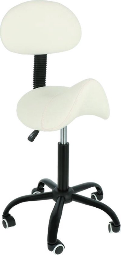 Zadelkruk Met Rugleuning Nikki -Kapperskruk - Wit - Goets