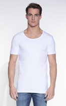 Garage 205 - Bodyfit T-shirt diepe ronde hals korte mouw wit S 95% katoen 5% elastan