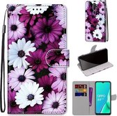 Voor OPPO A9 (2020) / A5 (2020) / A11X / A11 Gekleurde tekening Cross Texture Horizontale flip PU lederen tas met houder & kaartsleuven & portemonnee & lanyard (Chrysanthemum Pink