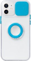 Sliding Camera Cover Design TPU beschermhoes met ringhouder voor iPhone 11 (blauw)