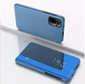 Voor Geschikt voor Xiaomi Redmi Note 10 Pro vergulde spiegel horizontale flip lederen tas met houder (blauw)