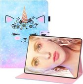 Voor Samsung Galaxy Tab A7 (2020) T500 Gekleurde tekening Horizontale flip PU lederen tas met houder & kaartsleuven & portemonnee & slaap- / wekfunctie (Smiley Cat)