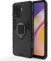 Voor OPPO A94 schokbestendige pc + TPU beschermhoes met magnetische ringhouder (zwart)