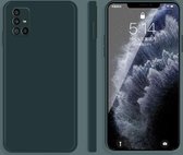 Voor Samsung Galaxy A31 effen kleur imitatie vloeibare siliconen rechte rand valbestendige volledige dekking beschermhoes (donkergroen)
