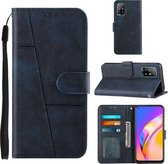 Stiksels Kalfsstructuur Gesp Horizontale Flip Leren Case met Houder & Kaartsleuven & Portemonnee & Lanyard Voor OPPO A94 5G / F19 Pro / Reno5 Z (Blauw)