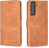 Voor Samsung Galaxy S21 FE Diaobaolee Pure Verse Textuur Horizontale Flip Lederen Case met Houder & Kaartsleuven & Portemonnee & Fotolijst (Geel)