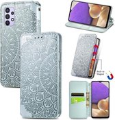 Voor Samsung Galaxy A32 4G Blooming Mandala Reliëfpatroon Magnetische Horizontale Flip Leren Case met Houder & Kaartsleuven & Portemonnee (Grijs)