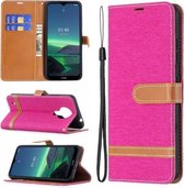 Voor Nokia 1.4 Kleuraanpassing Denim Textuur Horizontale Flip Leren Case met Houder & Kaartsleuven & Portemonnee & Lanyard (Rose Rood)