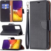 Voor Samsung Galaxy A82 5G Litchi Textuur Pure Kleur Horizontale Flip Lederen Case met Houder & Kaartsleuven & Portemonnee & Lanyard (Zwart)