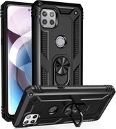 Voor Motorola Moto One 5G Ace schokbestendig TPU + pc-beschermhoes met 360 graden roterende houder (zwart)