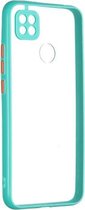 Transparante pc + TPU-telefoonhoes met contrastkleurknop voor Xiaomi Redmi 9C (groen)