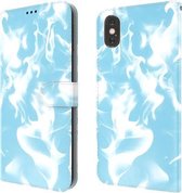 Cloud Fog Pattern Horizontale Flip lederen hoes met houder & kaartsleuf & portemonnee voor iPhone XS Max (hemelsblauw)