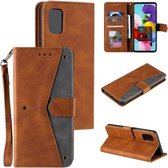 Voor Samsung Galaxy A72 Stiksels Kalf Textuur Horizontale Flip Lederen Case met Houder & Kaartsleuven & Portemonnee (Bruin)