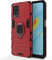 Voor OPPO A54 4G schokbestendige pc + TPU beschermhoes met magnetische ringhouder (rood)