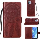 Voor Xiaomi Mi 11 Lite Dream Catcher Horizontale flip lederen hoes afdrukken met houder & kaartsleuven & portemonnee & lanyard (rood)