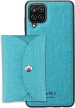 Voor Samsung Galaxy A12 ViLi T-serie TPU + PU geweven stof magnetische beschermhoes met portemonnee (blauw)