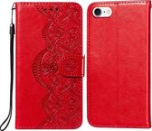 Flower Vine Embossing Pattern Horizontale Flip Leather Case met Card Slot & Holder & Wallet & Lanyard voor iPhone SE 2020 & 8 & 7 (rood)
