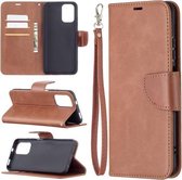 Voor Xiaomi Redmi Note 10 4G / Note 10S Retro Lambskin Texture Pure Color Horizontale Flip PU lederen tas met houder & kaartsleuven & portemonnee & lanyard (bruin)