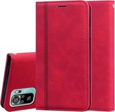 Voor Geschikt voor Xiaomi Redmi Note 10 Frosted Business Magnetische Horizontale Flip PU lederen tas met houder & kaartsleuf & lanyard (rood)