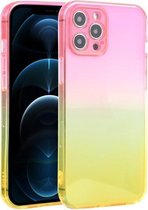 Rechte rand kleurverloop TPU beschermhoes voor iPhone 12 Pro Max (oranje roze)