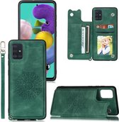 Voor Xiaomi Redmi Note 9 4G (CN-versie) Mandala reliëf PU + TPU-hoesje met houder & kaartsleuven & fotolijst & riem (groen)