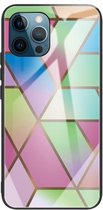 Abstract Marble Pattern Glass beschermhoes voor iPhone 12 Pro Max (Rhombus Gradient)